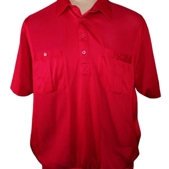 Alan Stuart Polo Shirt Mens XL Red Banded Waist Mesh Panel Casual Vintage 80s - Picture 1 of 10